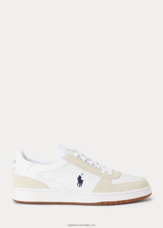 мушкарци Ralph Lauren судске кожно-антилоп патике V2V441997 бела/њупортска морнарица