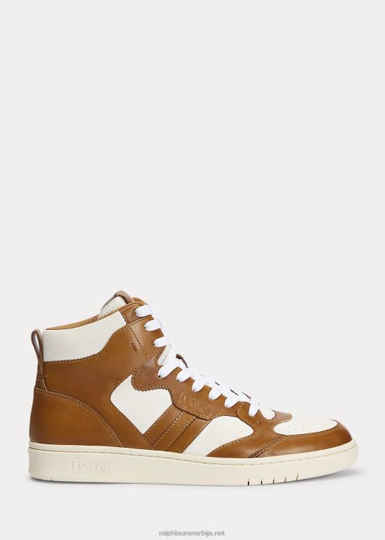 мушкарци Ralph Lauren судске високе патике од коже и антилоп V2V442003 углачан тен