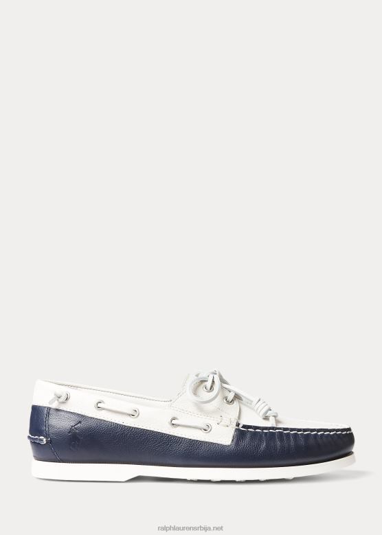 мушкарци Ralph Lauren мертон двобојна кожна ципела за чамац V2V442080 пергамент крем / морнарица