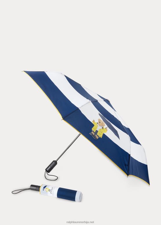 унисек Ralph Lauren кабаница поло медвед склопиви кишобран V2V442696 бели и морнарски