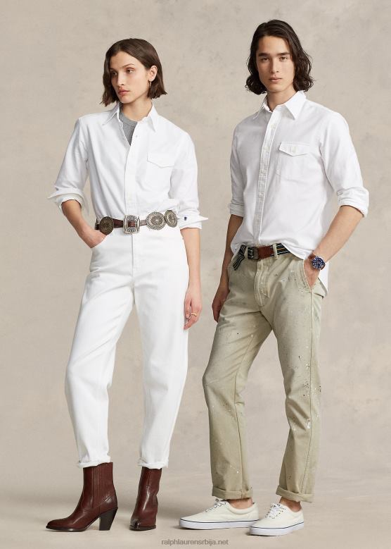 унисек Ralph Lauren прилагођена оксфордска кошуља V2V44934 бео