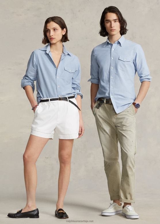 унисек Ralph Lauren прилагођена оксфордска кошуља V2V44935 Плави