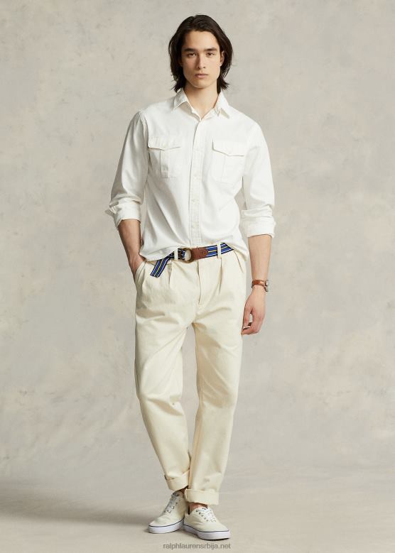 унисек Ralph Lauren Вхитман опуштене плисиране цхино панталоне V2V4489 зимска крема