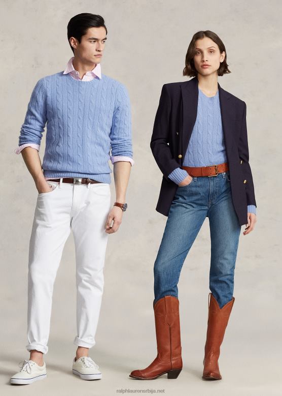 унисек Ralph Lauren култни џемпер од кашмира од плетеног кабла V2V443390 нев литцхфиелд блуе