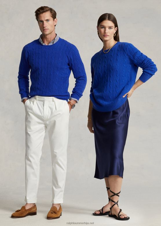 унисек Ralph Lauren култни џемпер од кашмира од плетеног кабла V2V443391 дубоко краљевски