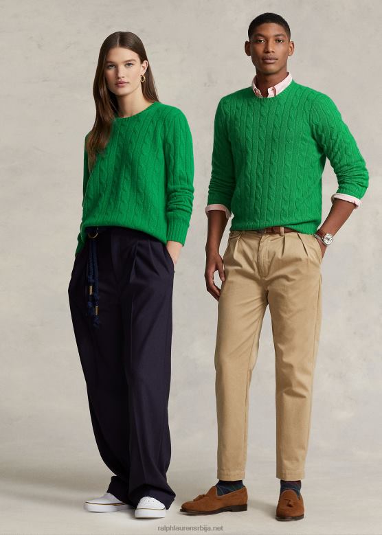 унисек Ralph Lauren култни џемпер од кашмира од плетеног кабла V2V443396 чарли грин