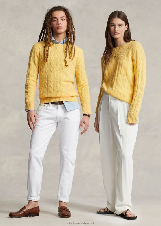 унисек Ralph Lauren култни џемпер од кашмира од плетеног кабла V2V443397 пада жута