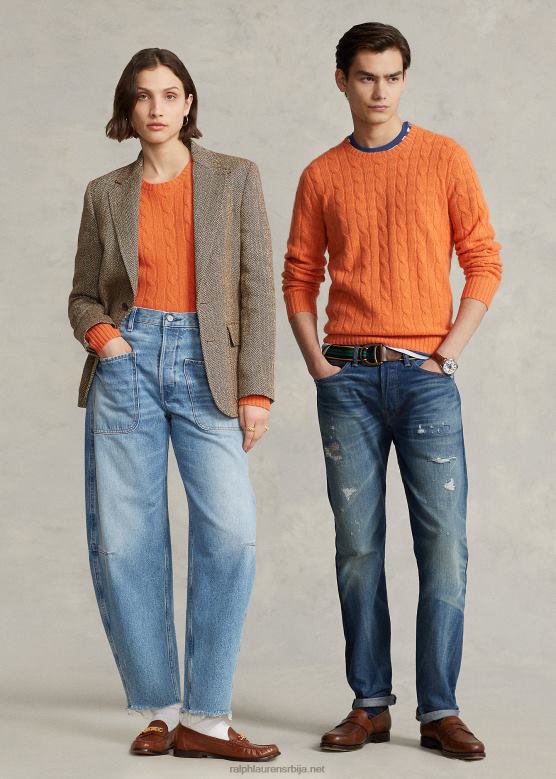 унисек Ralph Lauren култни џемпер од кашмира од плетеног кабла V2V443398 сунце наранџасто