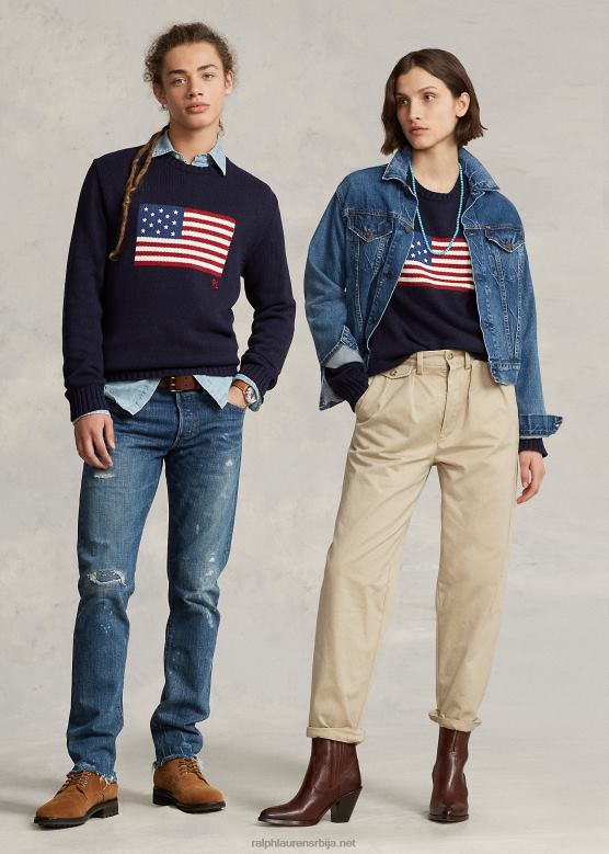 унисек Ralph Lauren легендарни џемпер са заставом V2V443428 морнарица